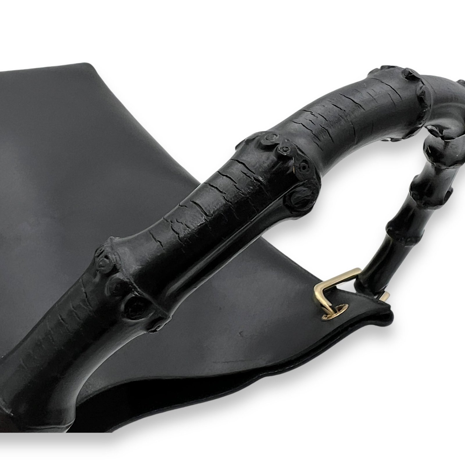 Bamboo Top Handle Bag Black in Calfskin, Gold hardware - Image 10