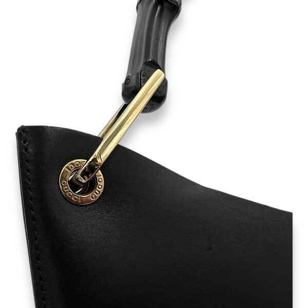 Bamboo Top Handle Bag Black in Calfskin, Gold hardware - Image 7