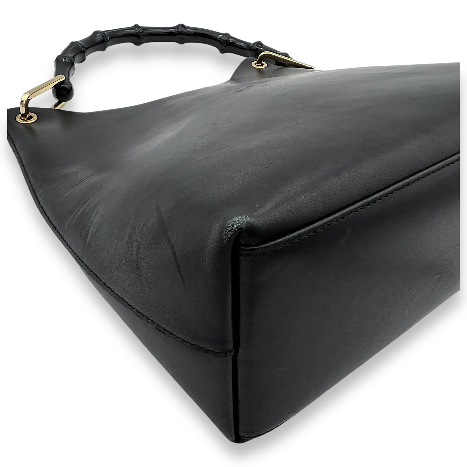 Bamboo Top Handle Bag Black in Calfskin, Gold hardware - Image 8
