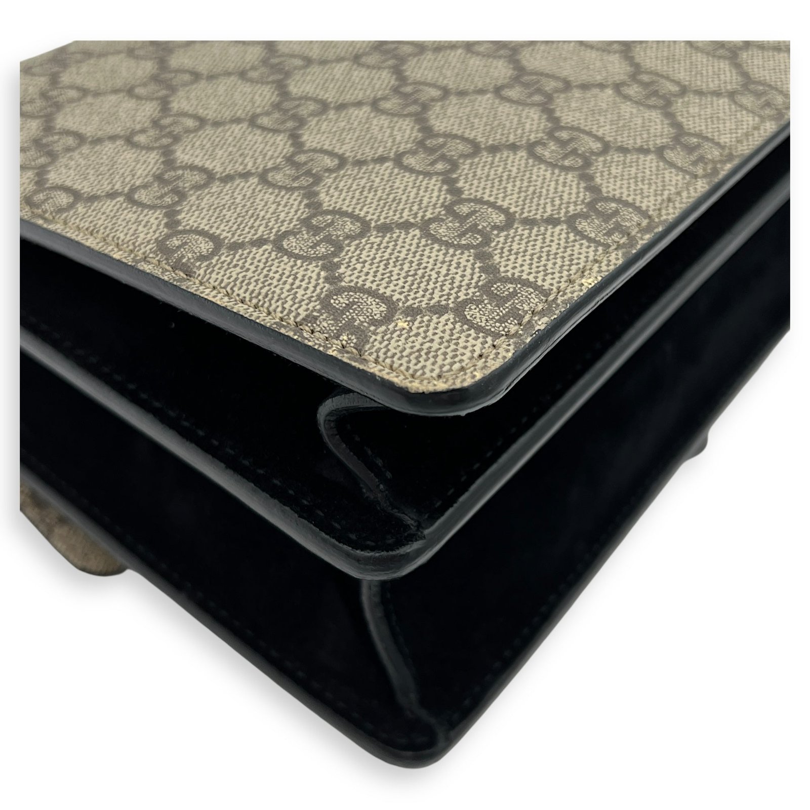 Dionysus Small Black Shoulder Bag in Coated Canvas, Silver hardware - Image 14