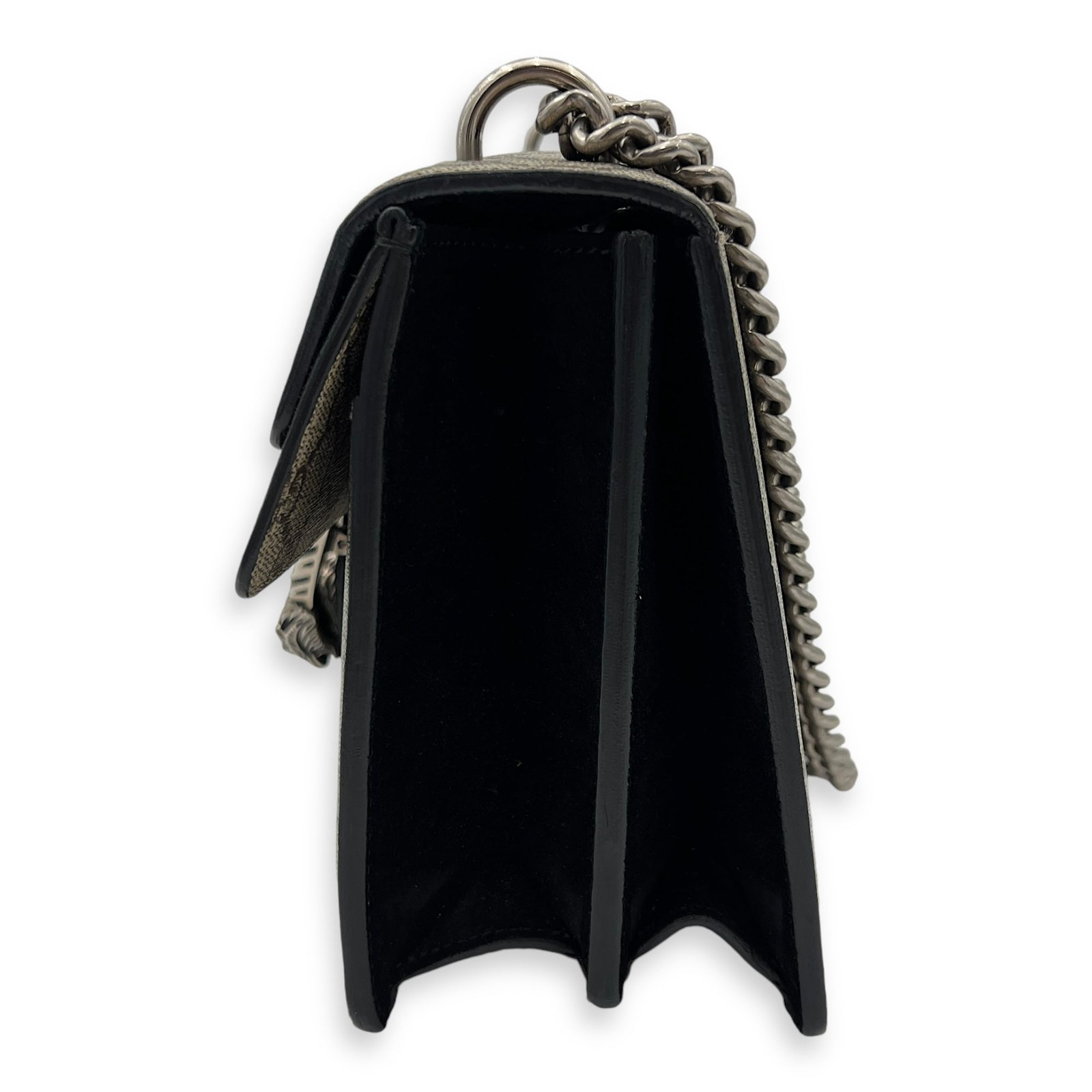 Dionysus Small Black Shoulder Bag in Coated Canvas, Silver hardware - Image 3