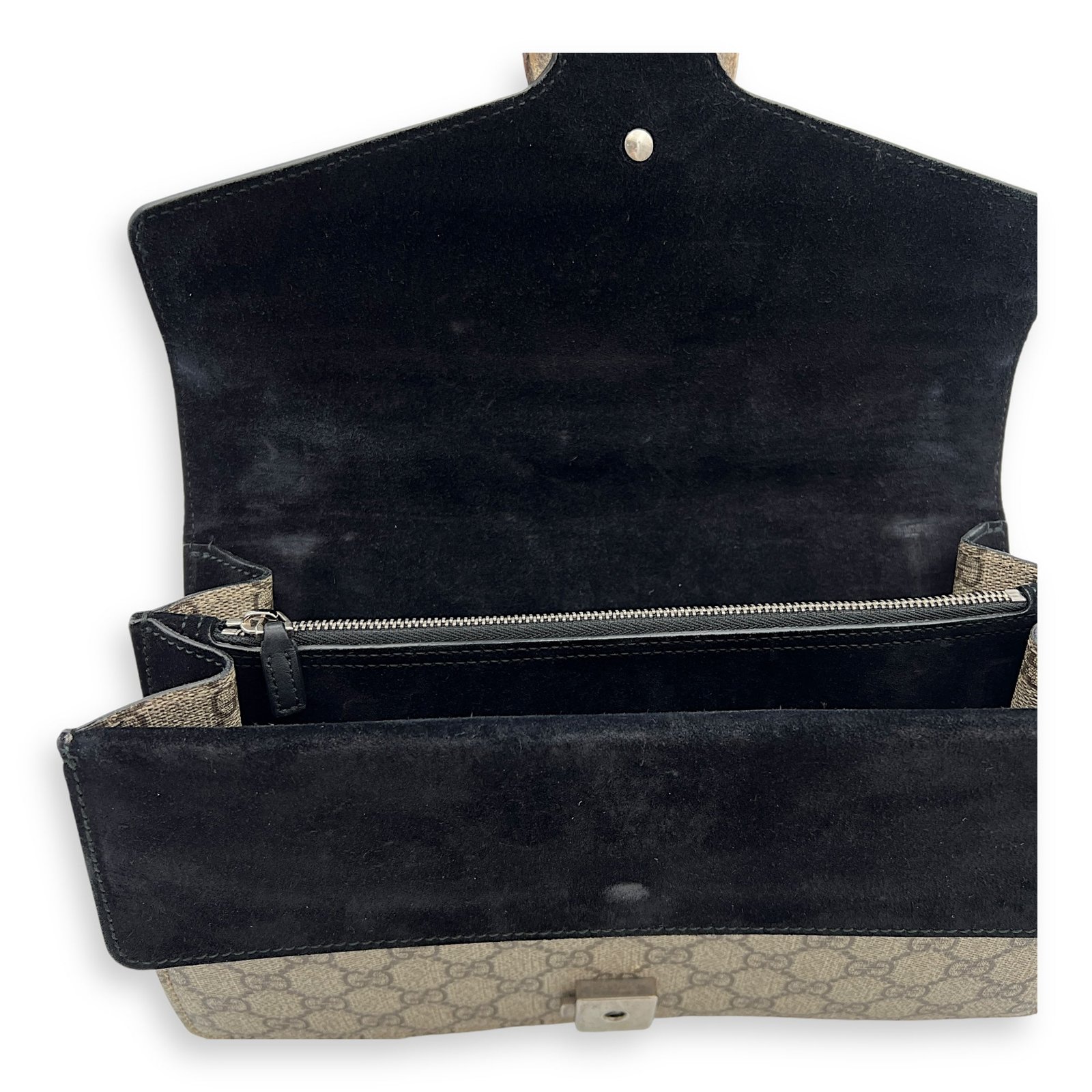 Dionysus Small Black Shoulder Bag in Coated Canvas, Silver hardware - Image 7