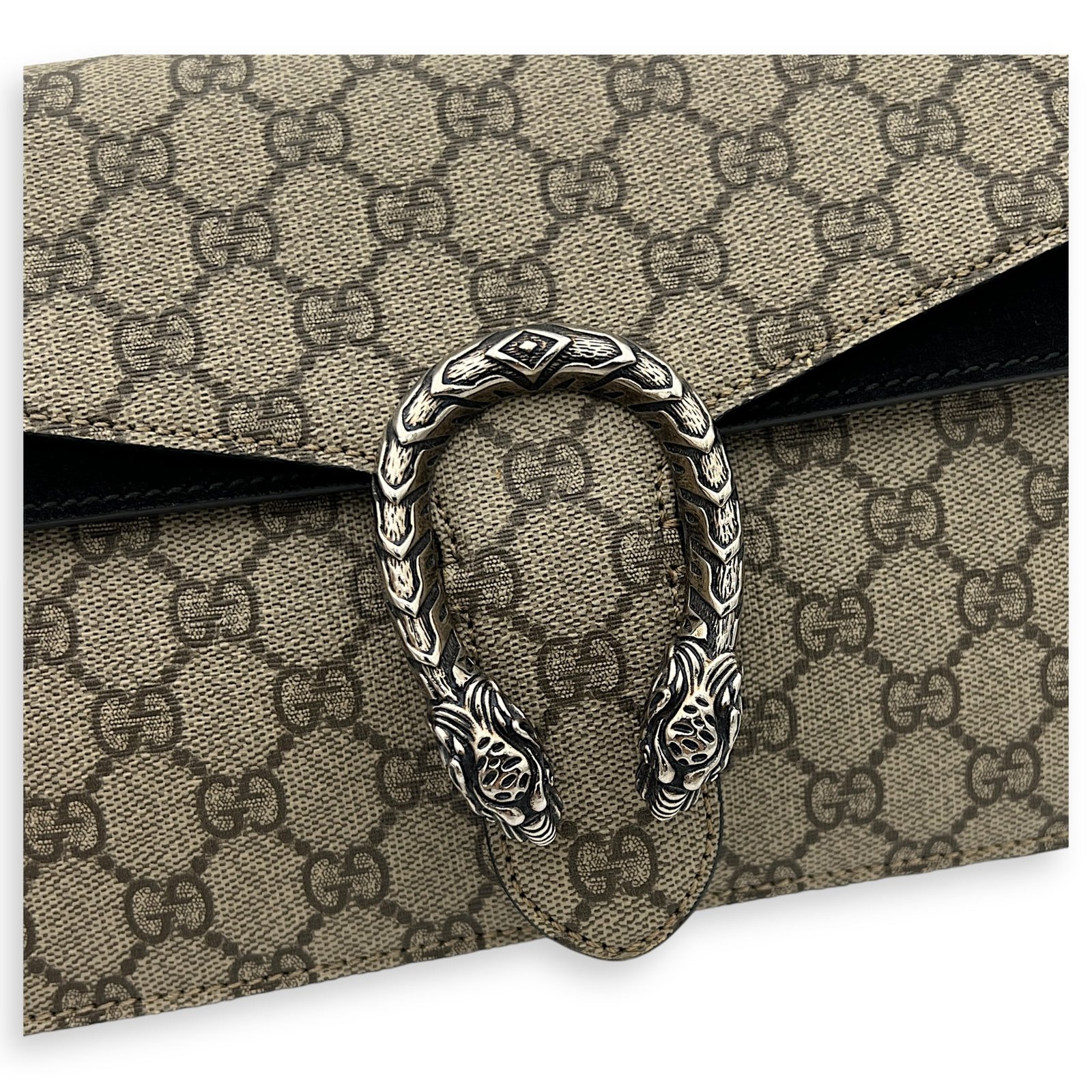 Dionysus Small Black Shoulder Bag in Coated Canvas, Silver hardware - Image 9