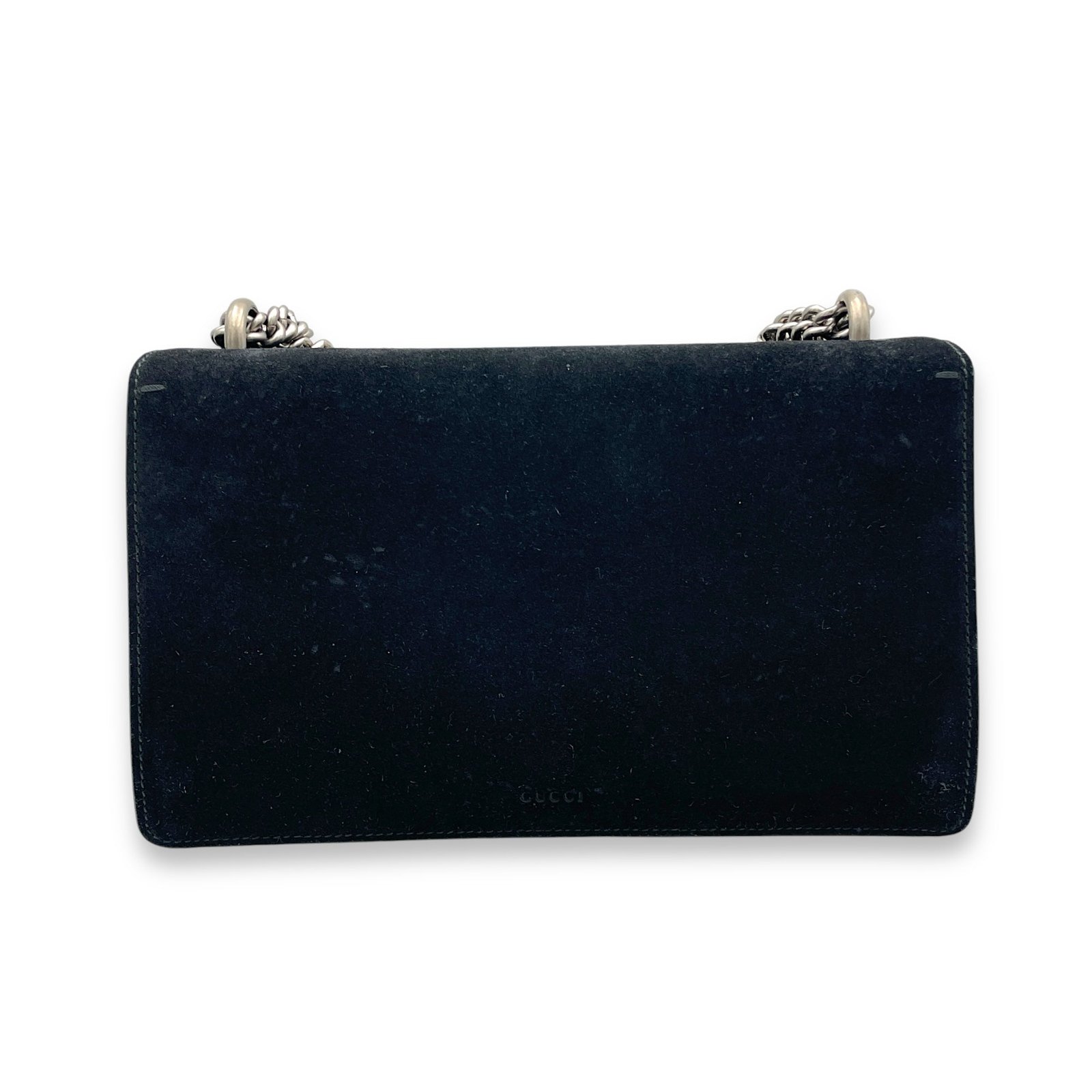 Dionysus Small Black Shoulder Bag in Suede Leather, Silver hardware - Image 2