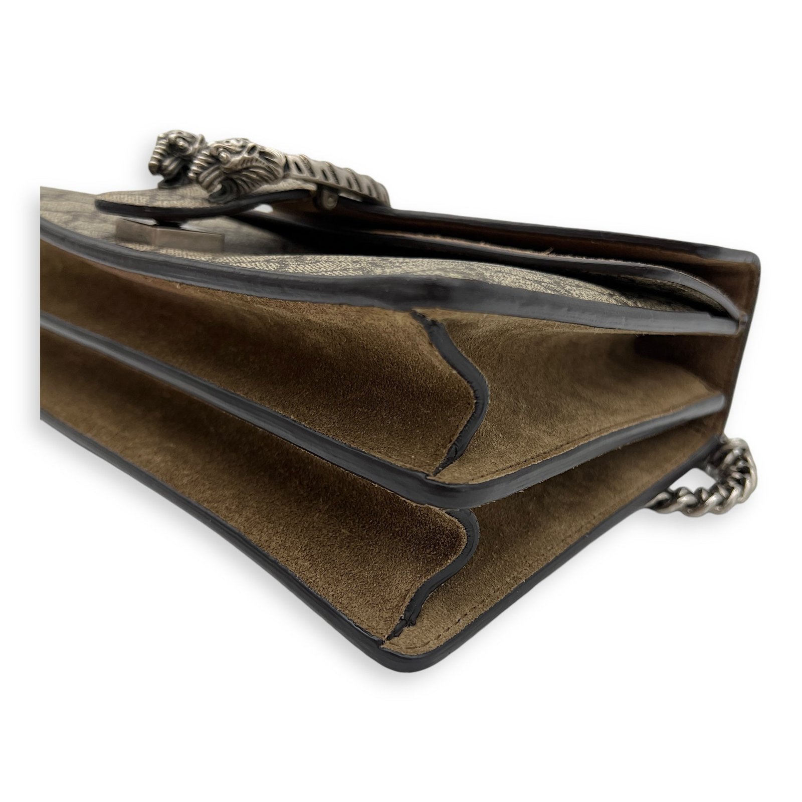 Dionysus Small Brown Shoulder Bag in Monogram Coated Canvas, Ruthenium hardware - Image 12
