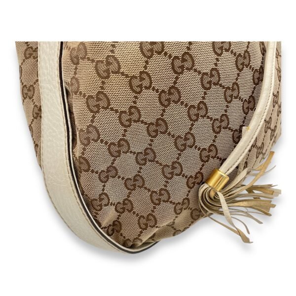 Drawstring Tote bag in Canvas, Gold Hardware - Image 10