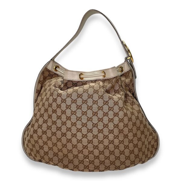Drawstring Tote bag in Canvas, Gold Hardware - Image 2
