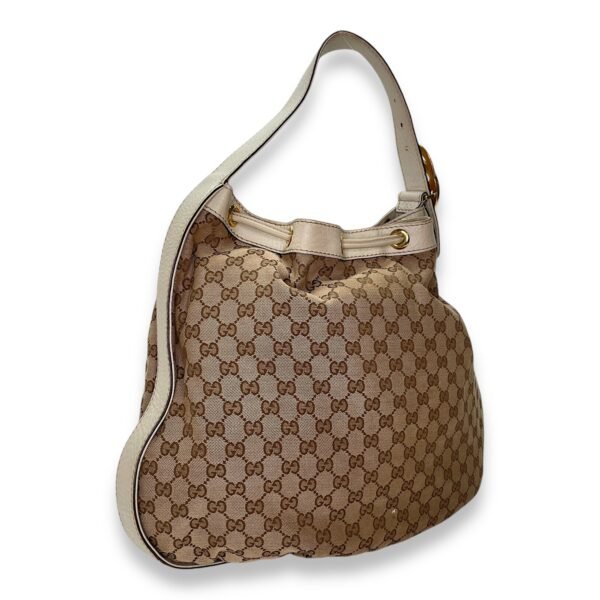 Drawstring Tote bag in Canvas, Gold Hardware - Image 4