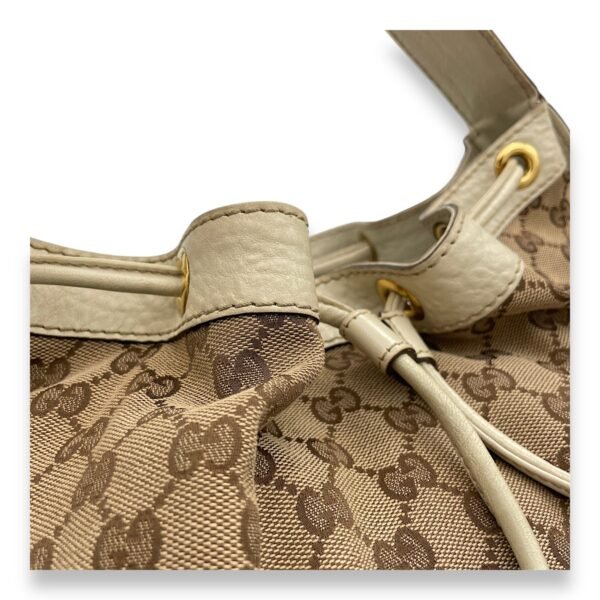 Drawstring Tote bag in Canvas, Gold Hardware - Image 6
