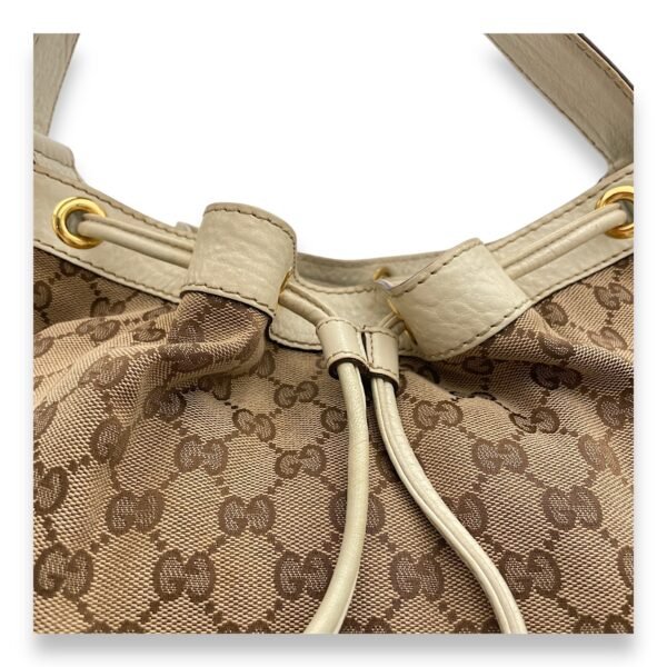 Drawstring Tote bag in Canvas, Gold Hardware - Image 7