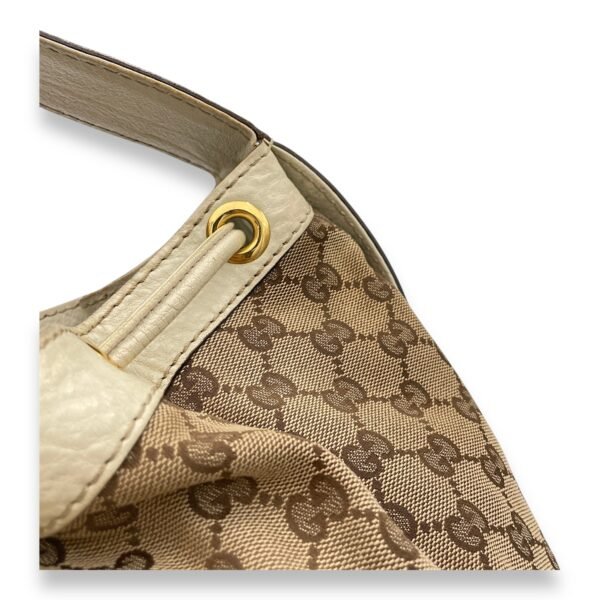 Drawstring Tote bag in Canvas, Gold Hardware - Image 9