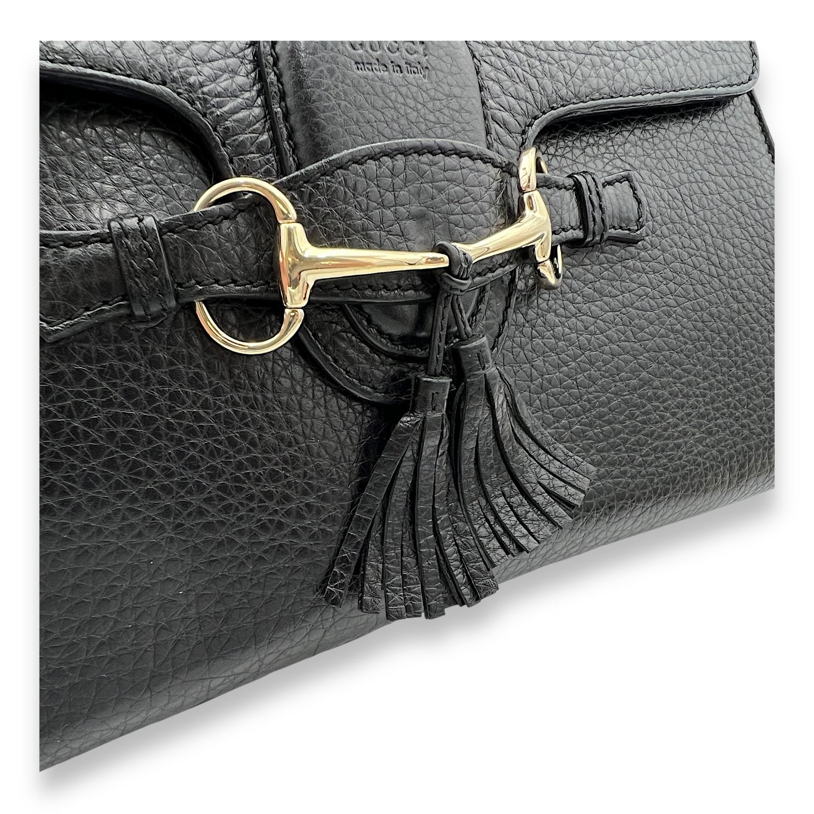 Emily Black Shoulder Bag in Calfskin, Gold hardware - Image 6