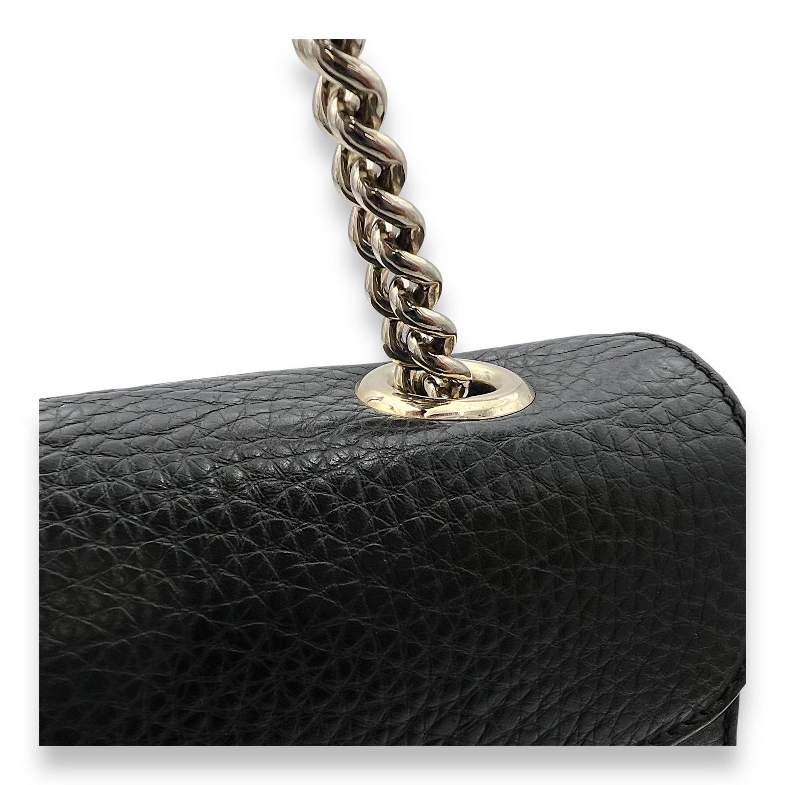 Emily Black Shoulder Bag in Calfskin, Gold hardware - Image 8