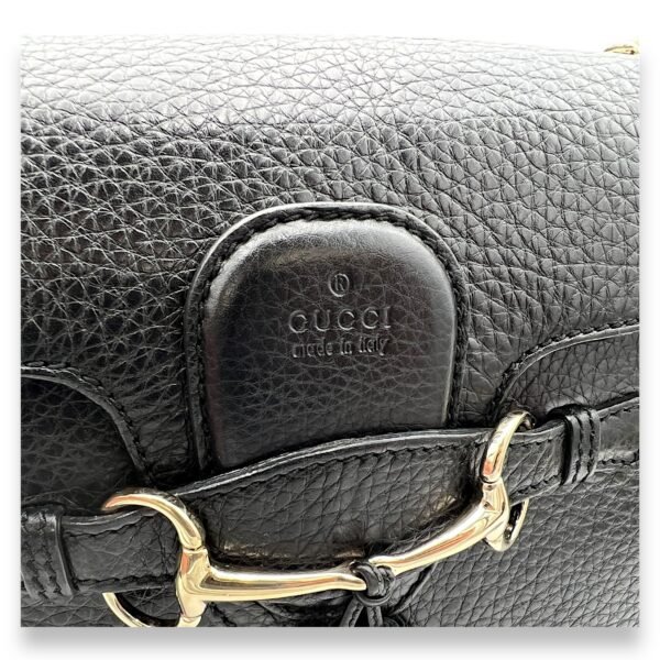 Emily Black Shoulder Bag in Calfskin, Gold hardware - Image 9