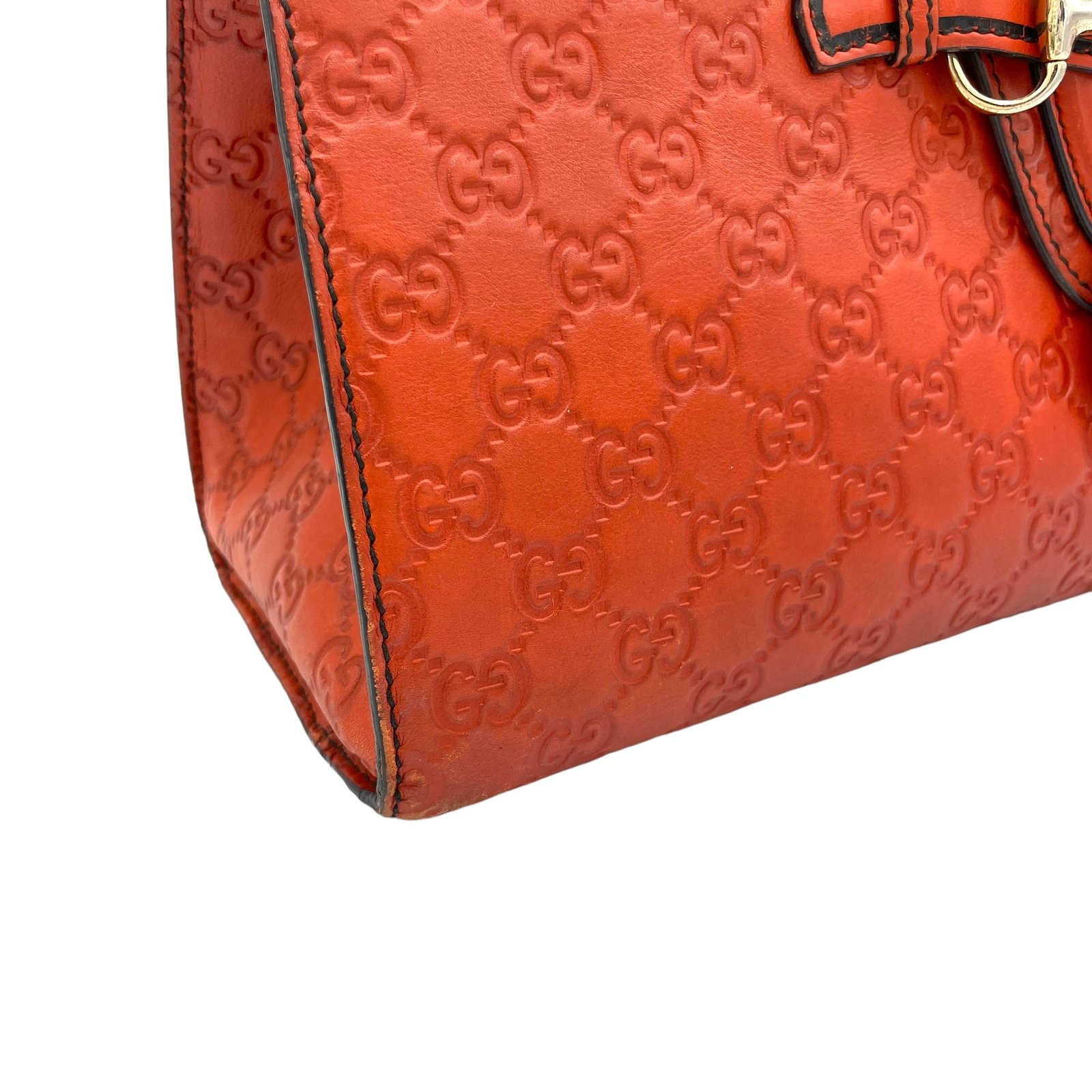 Emily Large Orange Shoulder Bag in Guccissima Leather, Gold hardware - Image 10