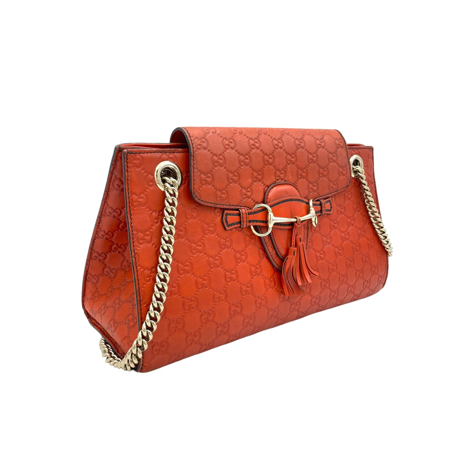 Emily Large Orange Shoulder Bag in Guccissima Leather, Gold hardware - Image 3