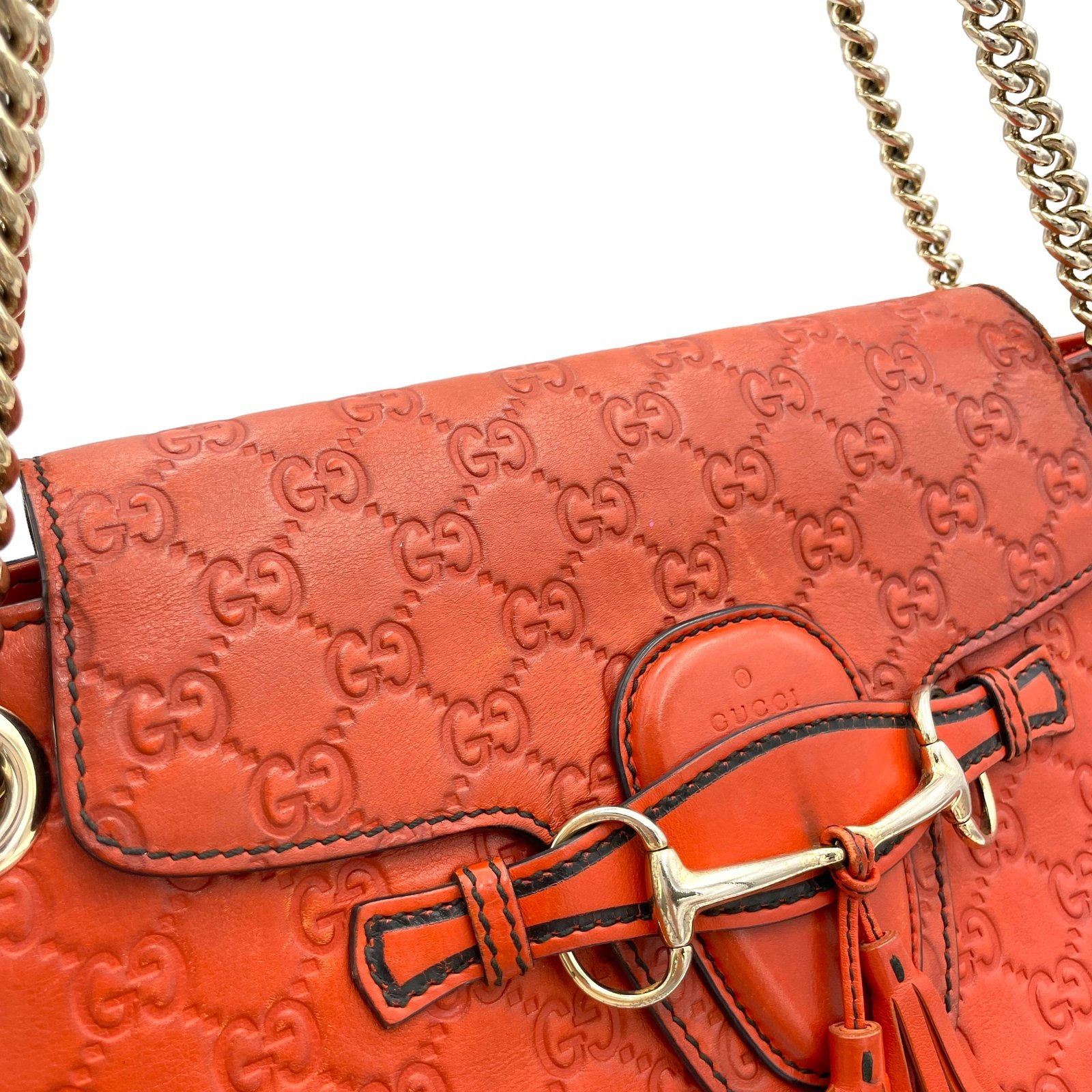 Emily Large Orange Shoulder Bag in Guccissima Leather, Gold hardware - Image 6