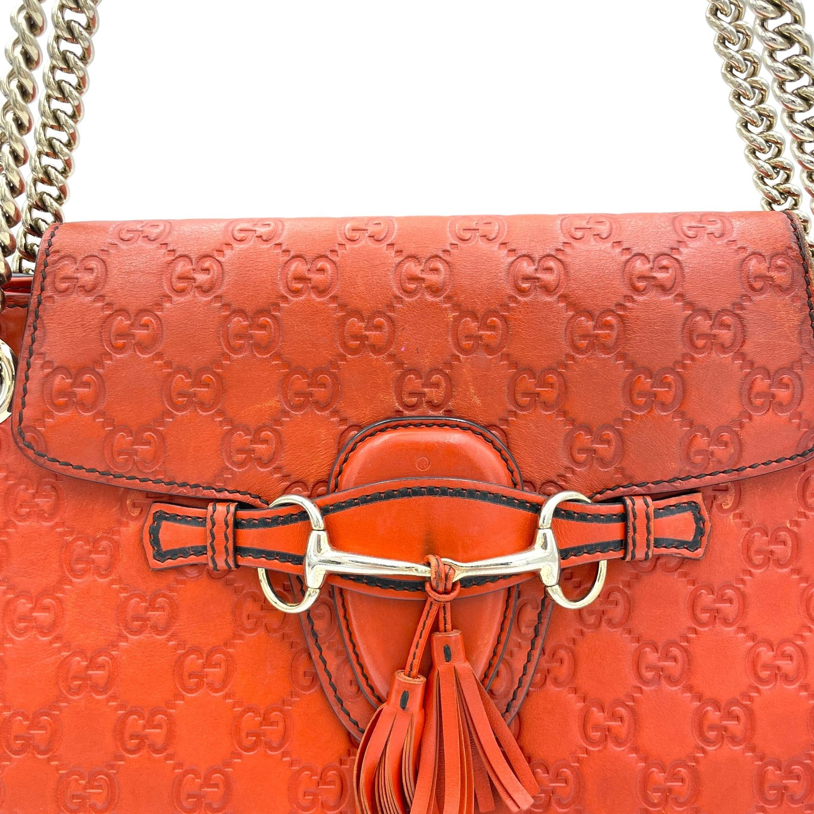 Emily Large Orange Shoulder Bag in Guccissima Leather, Gold hardware - Image 7