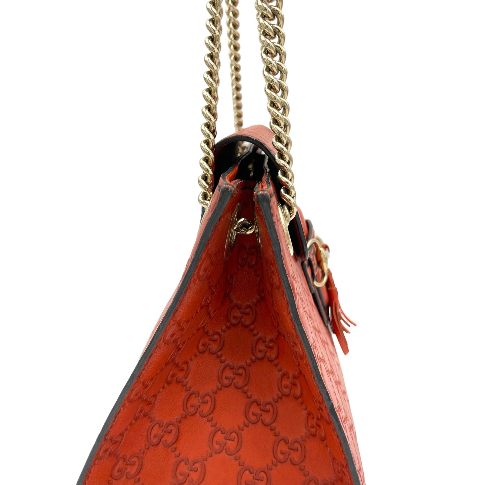 Emily Large Orange Shoulder Bag in Guccissima Leather, Gold hardware - Image 8