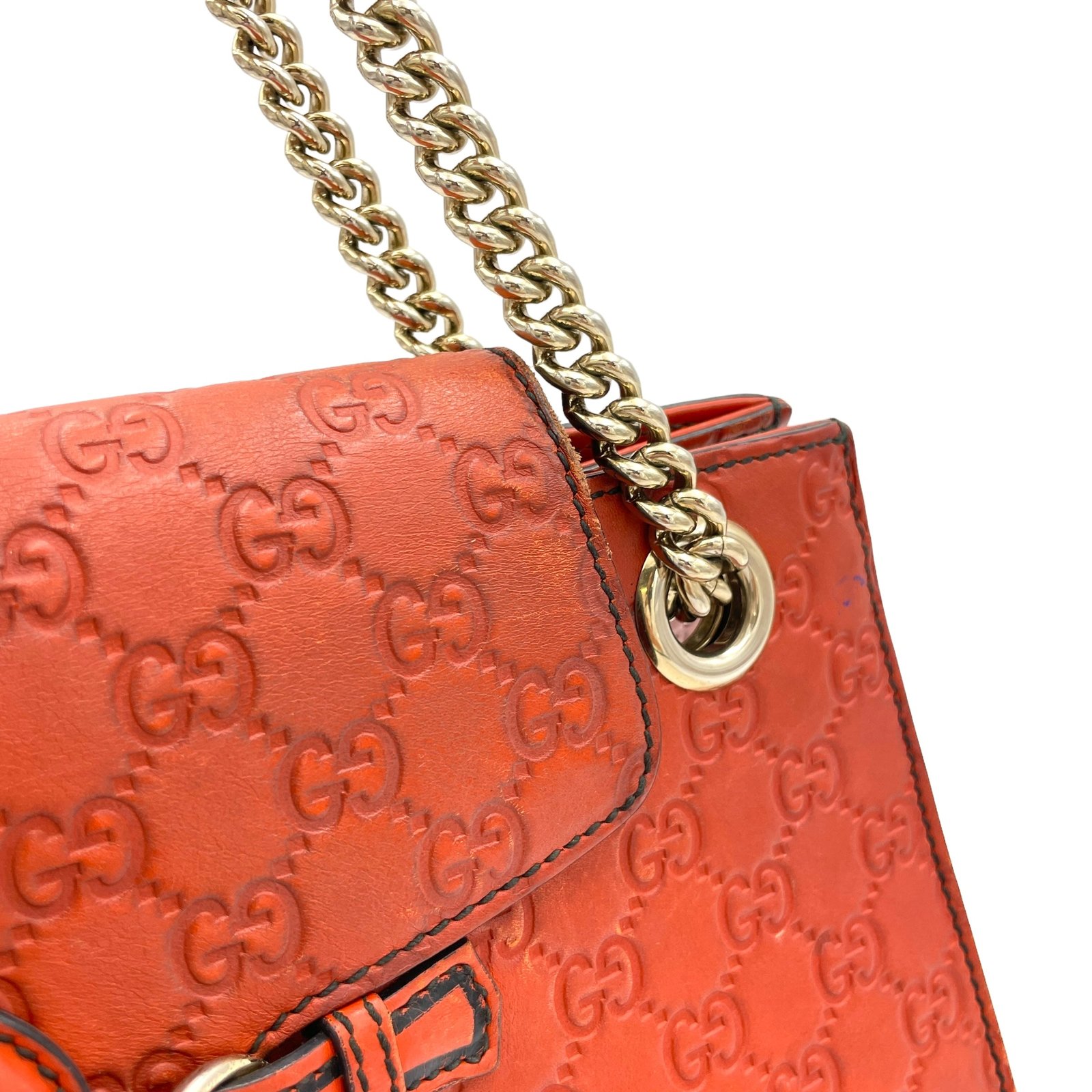 Emily Large Orange Shoulder Bag in Guccissima Leather, Gold hardware - Image 9