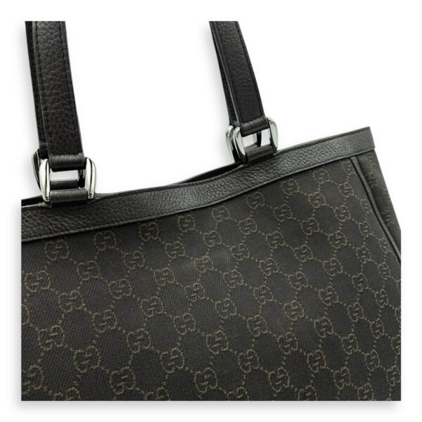 GG Abbey Pocket Black Tote Bag in Canvas, Silver hardware - Image 9
