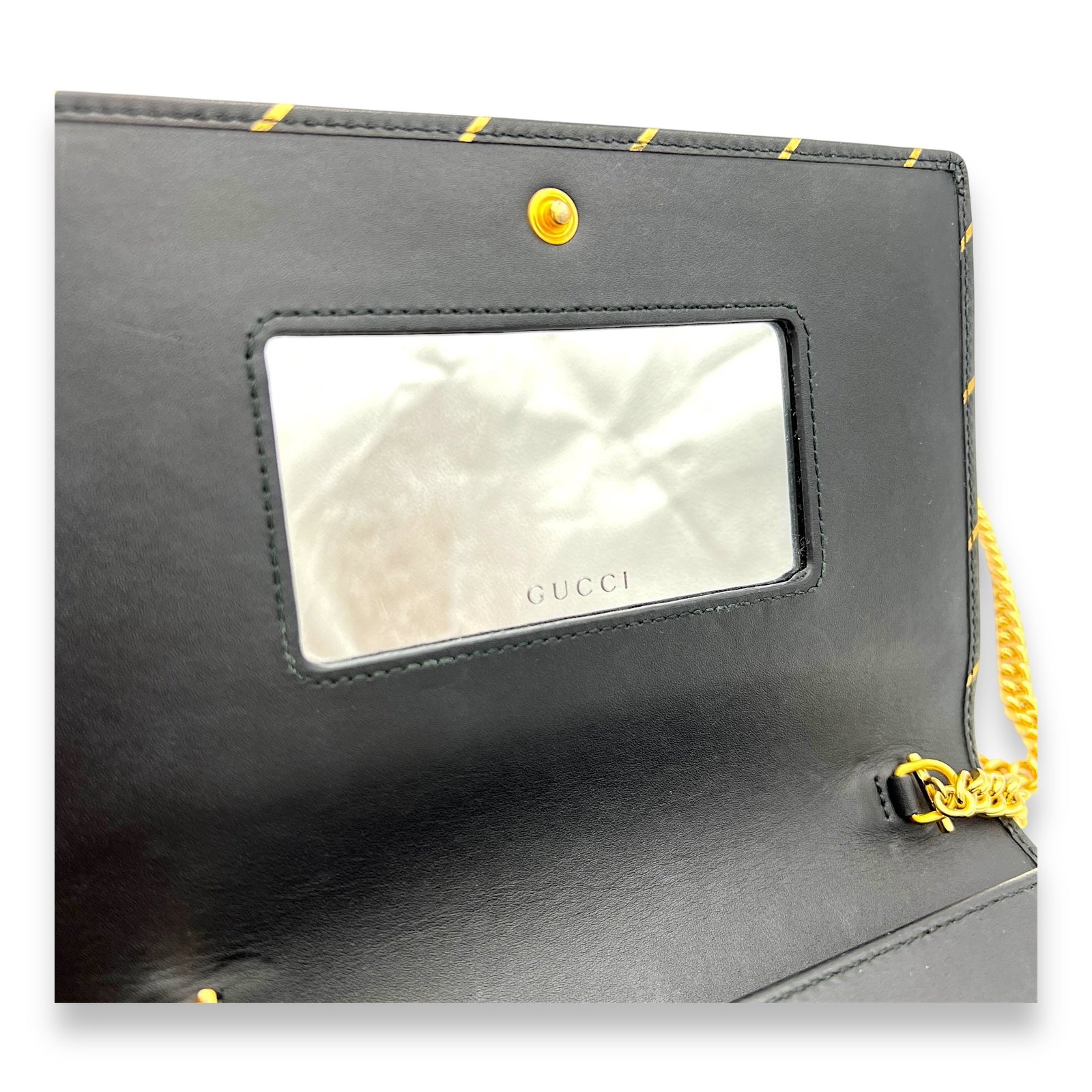 GG Black Wallet On Chain in Calfskin, Gold hardware - Image 11