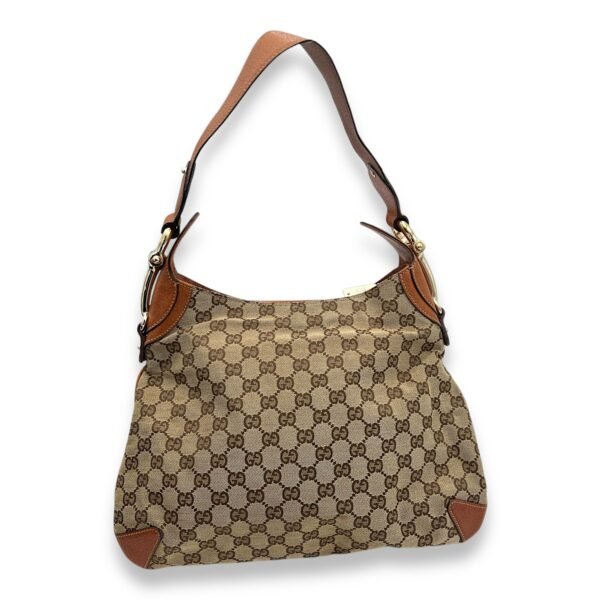 GG Creole Brown Shoulder Bag in Canvas, Gold hardware - Image 2