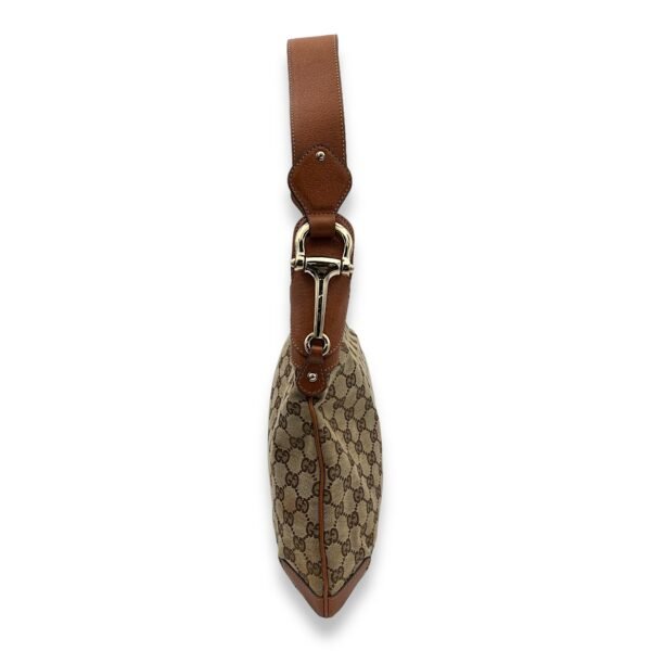 GG Creole Brown Shoulder Bag in Canvas, Gold hardware - Image 3