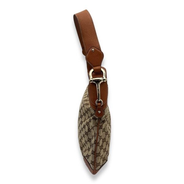 GG Creole Brown Shoulder Bag in Canvas, Gold hardware - Image 4
