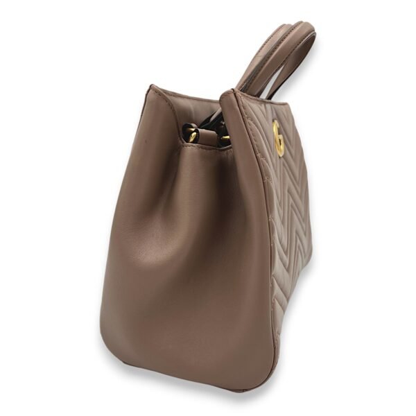 GG Marmont Beige Top Handle Bag in Calfskin, Gold hardware - Image 4