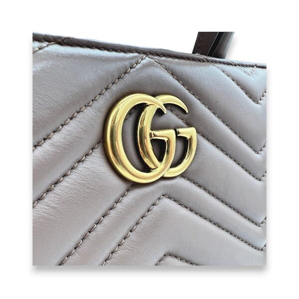 GG Marmont Beige Top Handle Bag in Calfskin, Gold hardware - Image 6