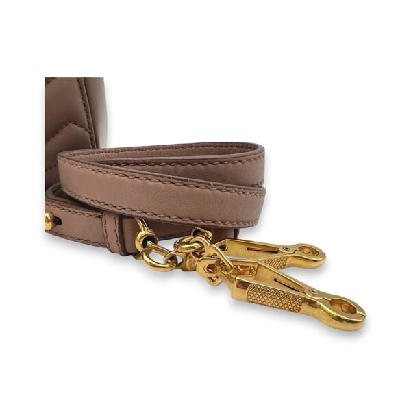 GG Marmont Beige Top Handle Bag in Calfskin, Gold hardware - Image 9