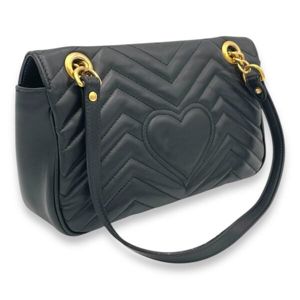 GG Marmont Black Shoulder Bag in Calfskin, Gold hardware - Image 4