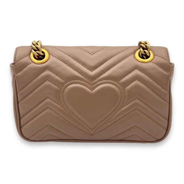 GG Marmont Mini Beige Crossbody Bag in Calfskin, Gold hardware - Image 2