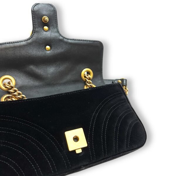 GG Marmont Mini Shoulder bag in Velvet, Gold Hardware - Image 10