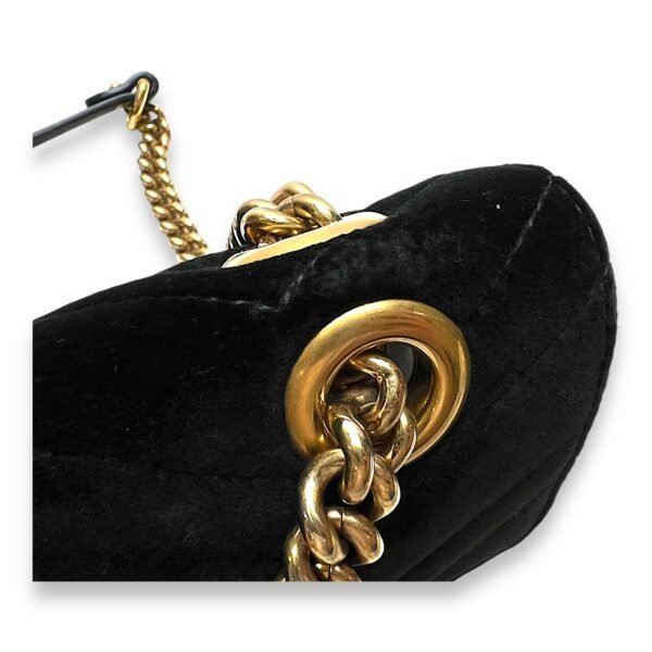 GG Marmont Mini Shoulder bag in Velvet, Gold Hardware - Image 8