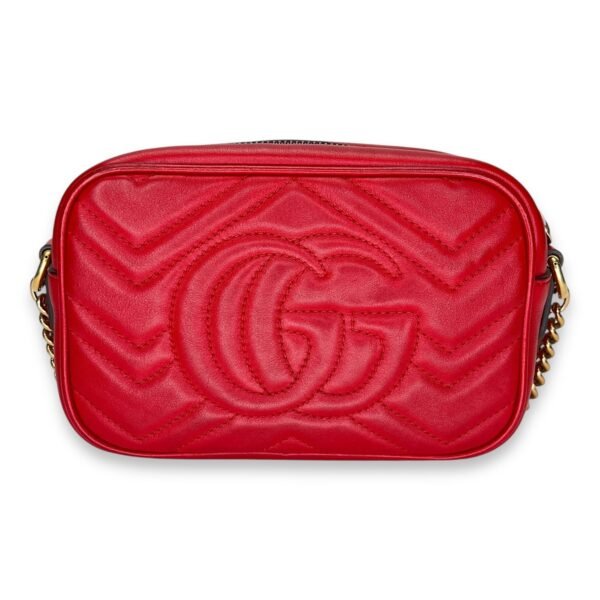 GG Marmont NA Crossbody Bag Red in Calfskin, Gold - Image 2
