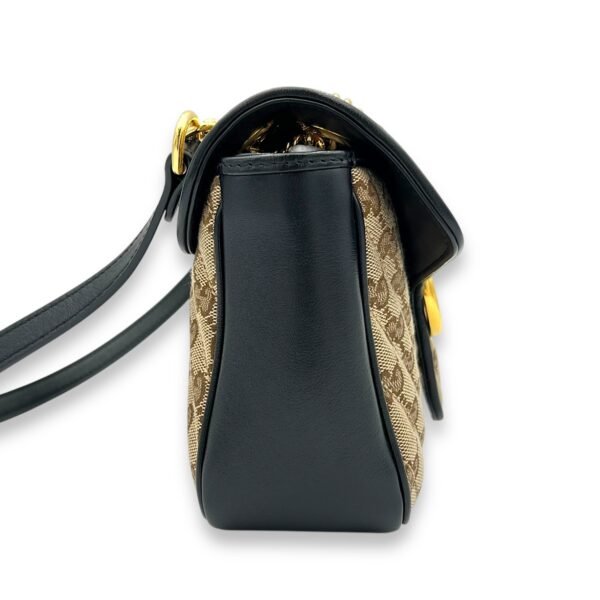 GG Marmont Shoulder Bag Brown in Canvas, Gold hardware - Image 3