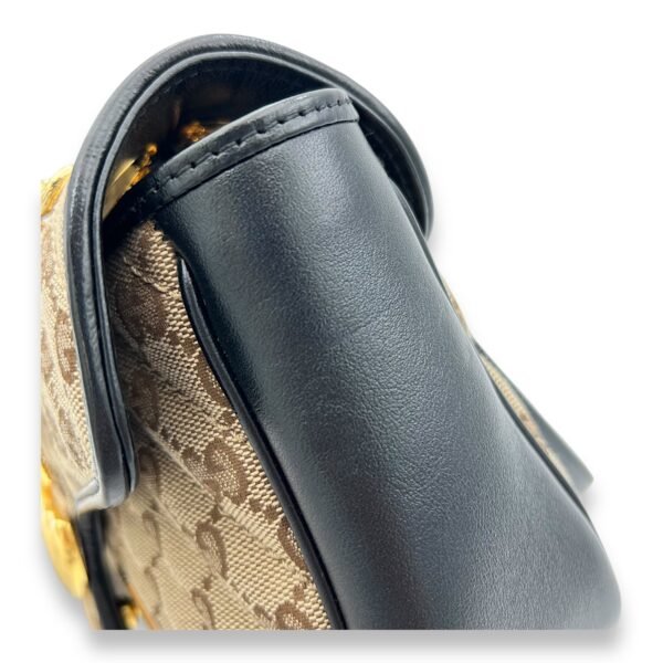 GG Marmont Shoulder Bag Brown in Canvas, Gold hardware - Image 7