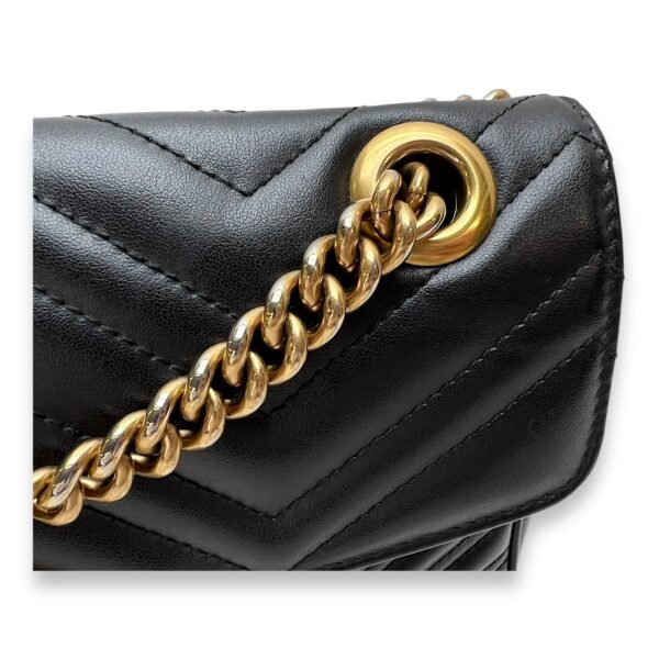 GG Marmont Shoulder Bag Small Black in Calfskin, Gold hardware - Image 8