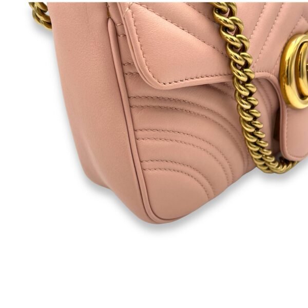 GG Marmont Shoulder Bag Small Pink in Calfskin, Gold hardware - Image 10