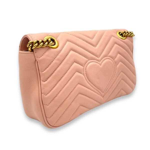 GG Marmont Shoulder Bag Small Pink in Calfskin, Gold hardware - Image 4