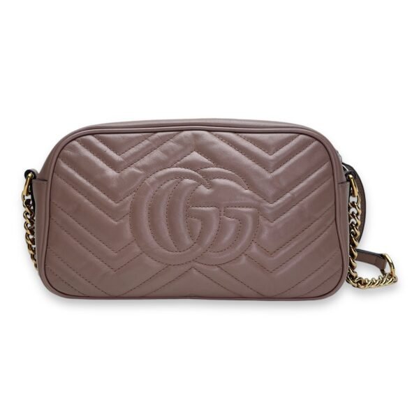 GG Marmont Small Crossbody bag in Calfskin, Gold Hardware - Image 3