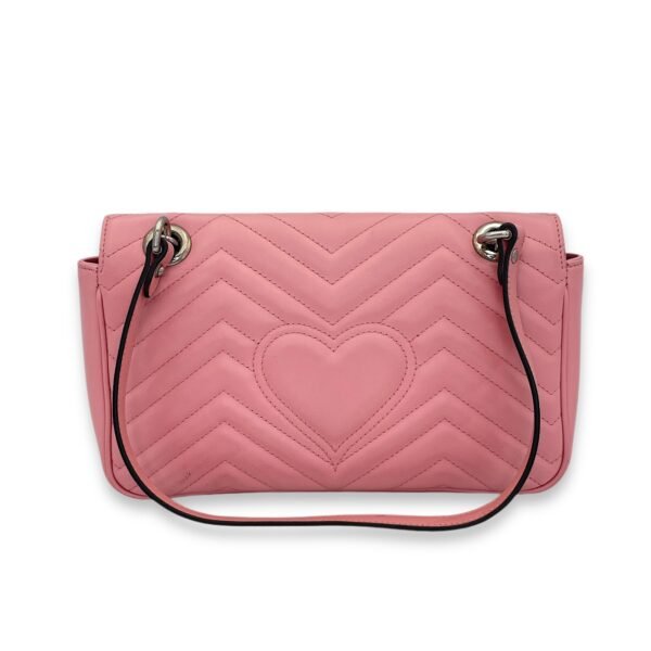 GG Marmont Small Pink Shoulder Bag in Calfskin, Silver hardware - Image 2