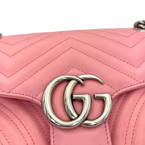 GG Marmont Small Pink Shoulder Bag in Calfskin, Silver hardware - Image 6