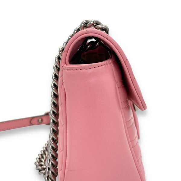 GG Marmont Small Pink Shoulder Bag in Calfskin, Silver hardware - Image 7