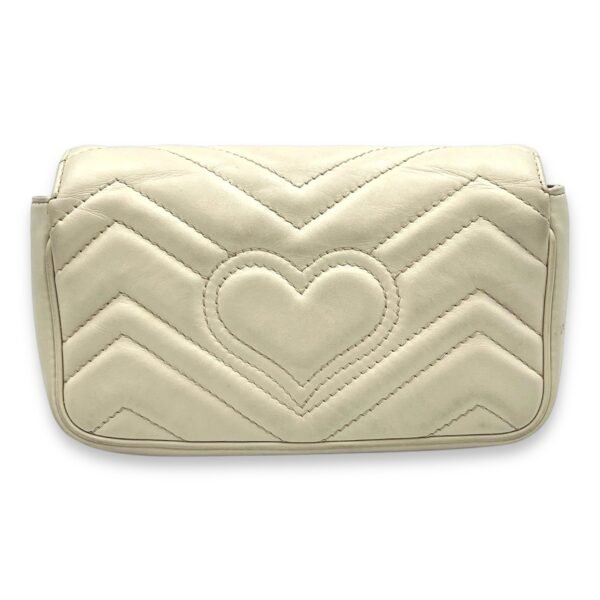 GG Marmont Super Mini White Crossbody Bag in Calfskin, Gold hardware - Image 2