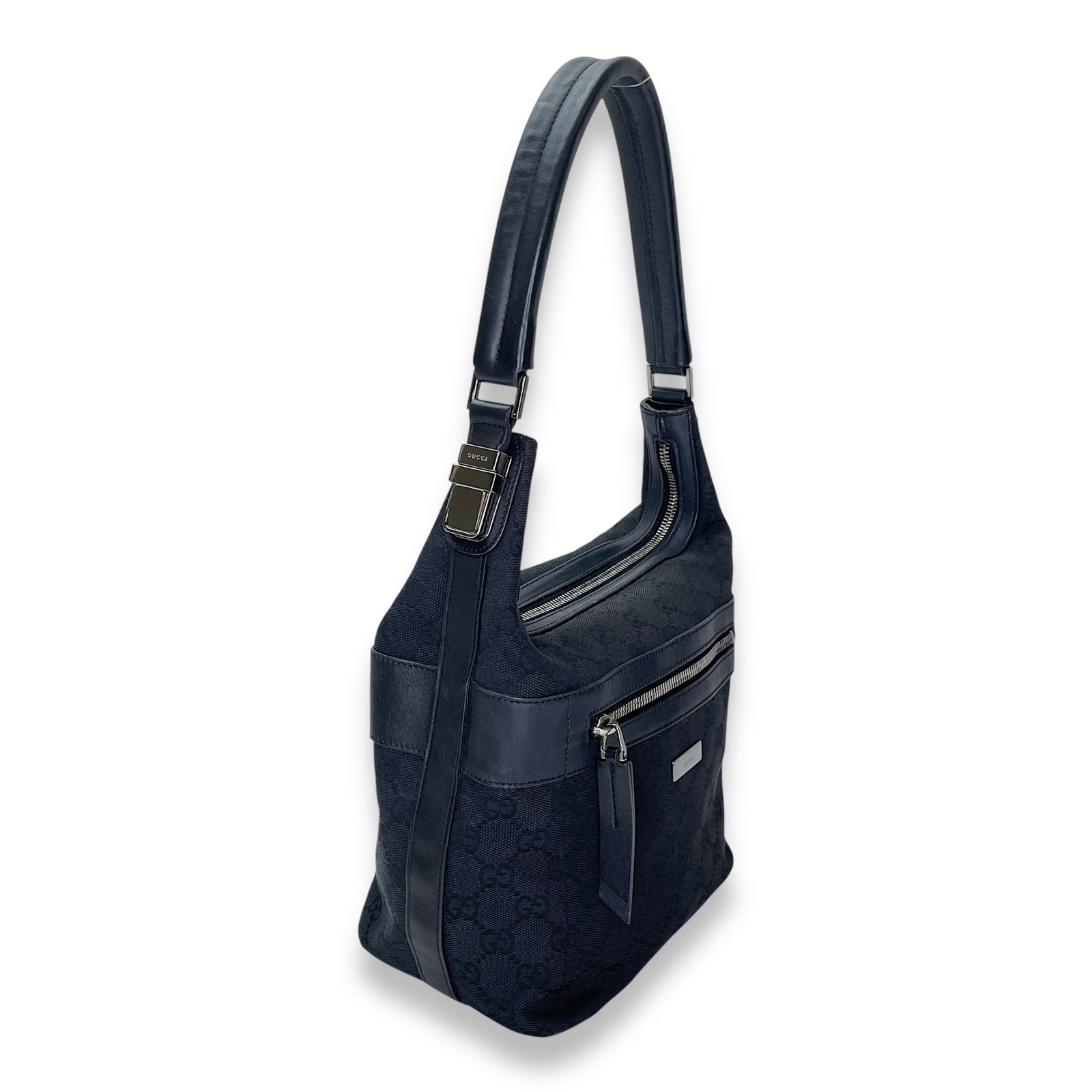GG Monogram Shoulder bag in Canvas, Silver Hardware - Image 3