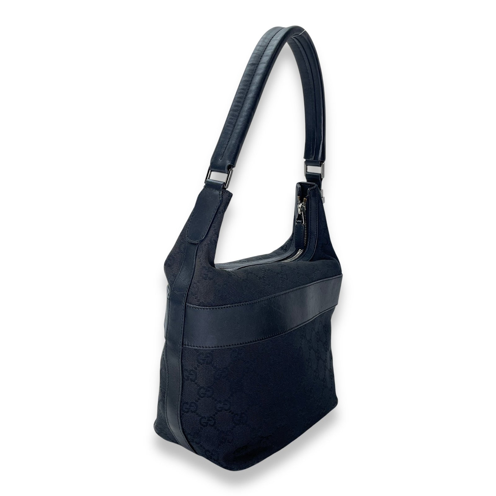 GG Monogram Shoulder bag in Canvas, Silver Hardware - Image 4