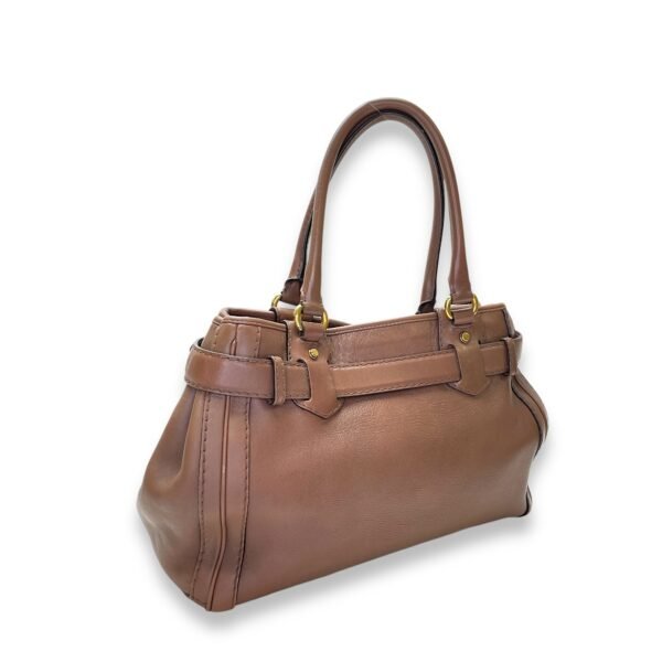 GG Running Brown Top Handle Bag in Calfskin, Gold hardware - Image 4